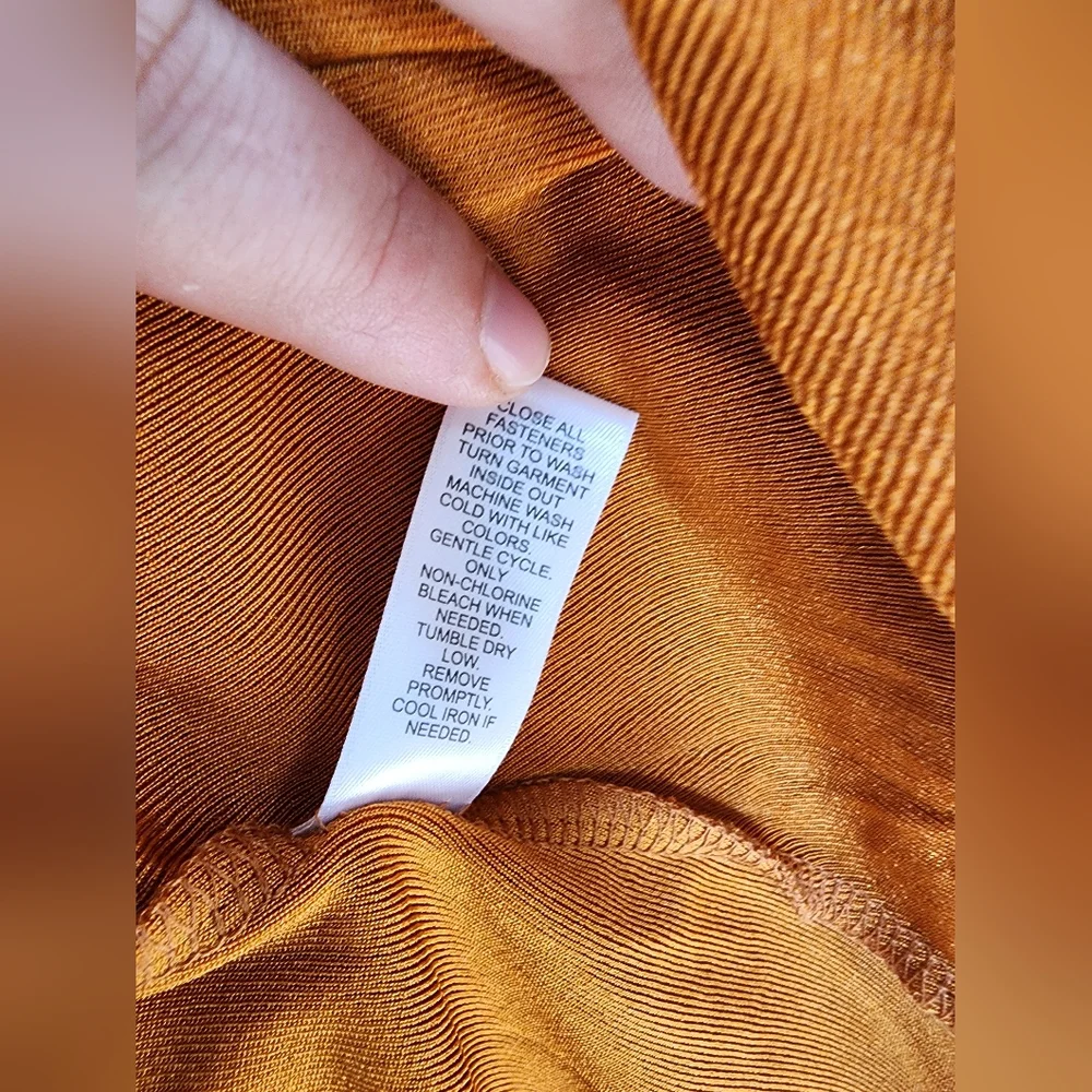 Cato Rive Gauche Pumpkin Spice Top Plus 22/24W Boho Y2K Button Front Fall Blouse - Picture 5 of 6